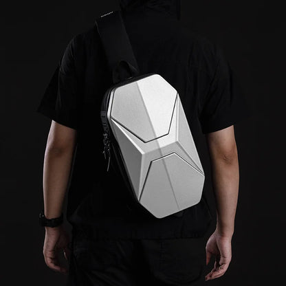 Functional Chest Bag Men Pc Hard Shell Crossbody Bag Large-Capacity Single-Shoulder Waterproof