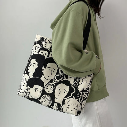 Canvas Tote Bag – Large Capacity Cute Print Shoulder Bag