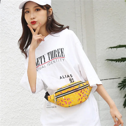 Fashionable Waist Bag Double Zipper Butterfly Multifunctional Shoulder Crossbody Pu Change Mobile