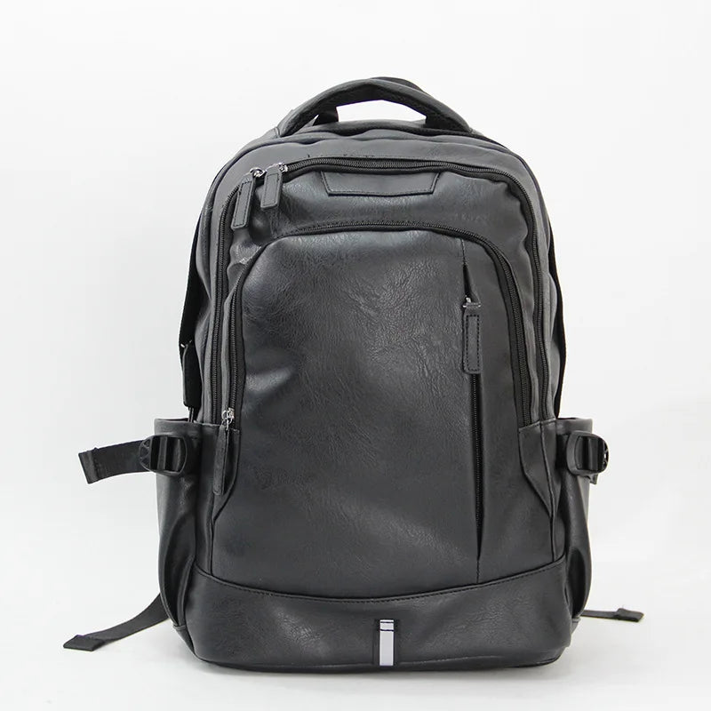 14-Inch Computer Bag Pu Leather Retro Multi-Functional Men S Backpack - Waterproof