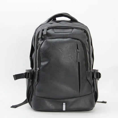 14-Inch Computer Bag Pu Leather Retro Multi-Functional Men S Backpack - Waterproof
