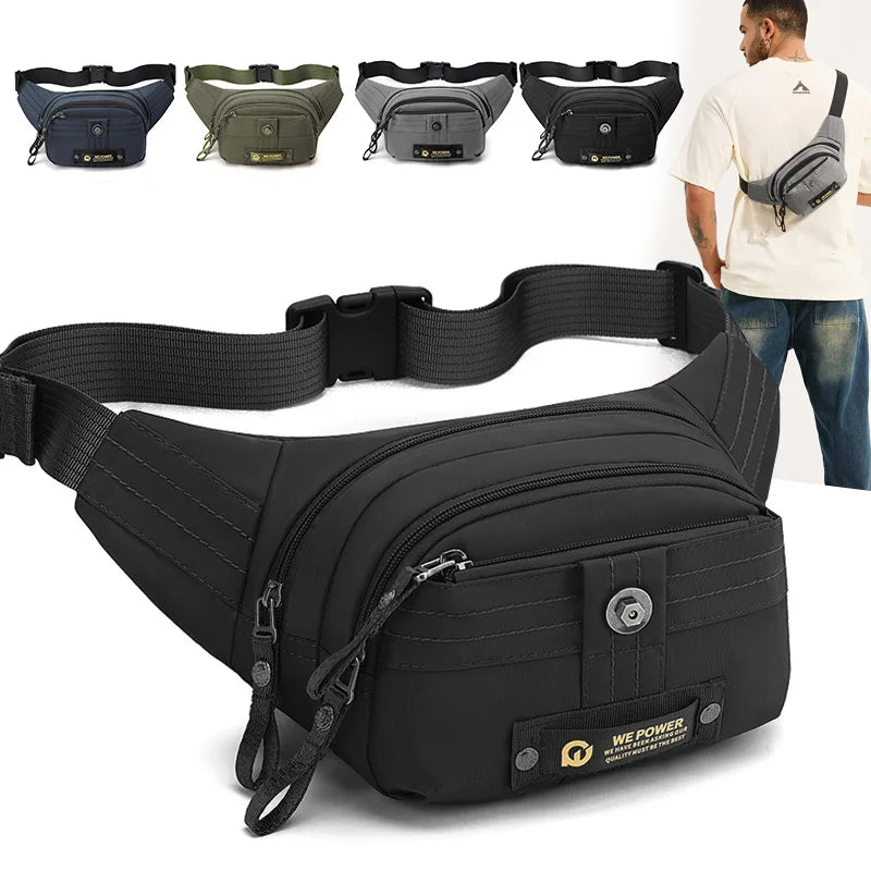 Sports Leisure Waist Bag Men Multi-Layer Multi-Zipper Lightweight Shoulder Crossbody Commuting Chest
