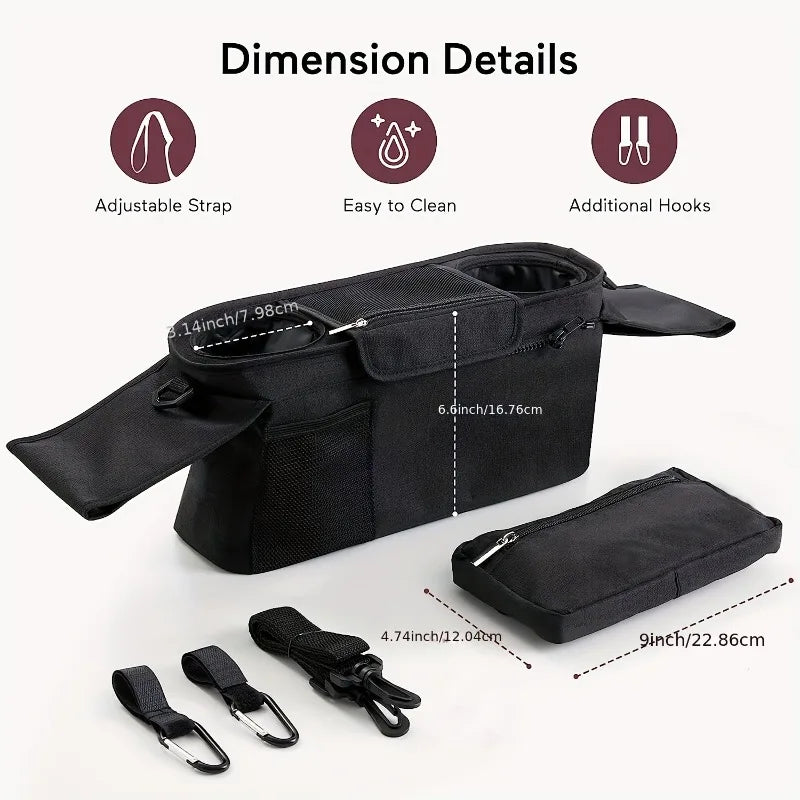 Stroller Organizer Bag with Cup Holders – Large Capacity Baby Caddy