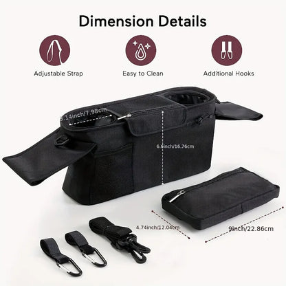 Stroller Organizer Bag with Cup Holders – Large Capacity Baby Caddy