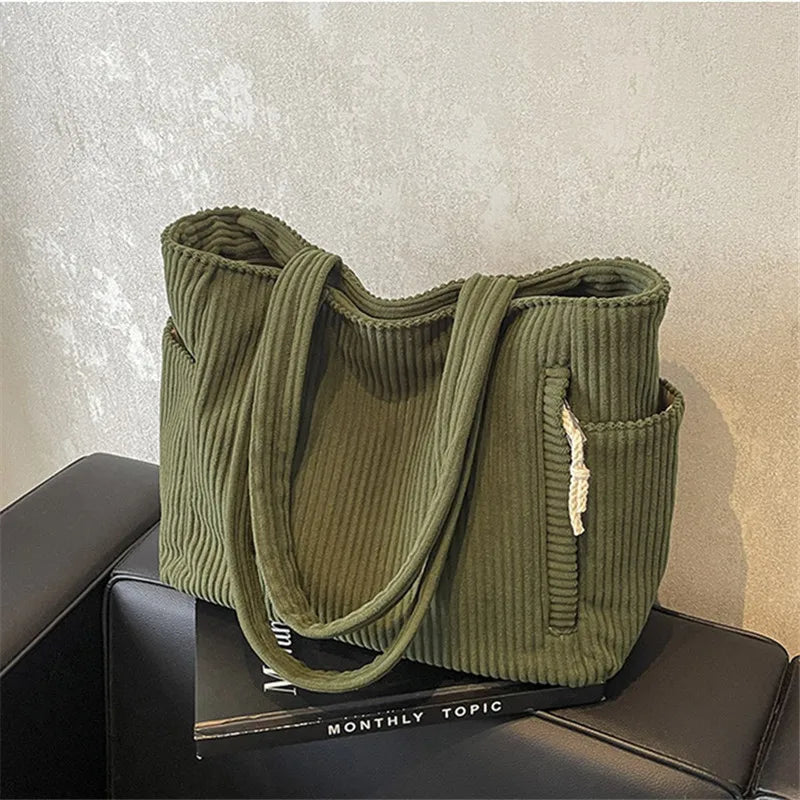 Corduroy Tote Bag Large Capacity Women's Handbag