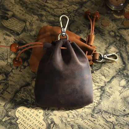 Handmade Leather Coin Purse Cowhide Simple Rope Ladies Key Bag Crazy Horse Fanny Pack Men S Small