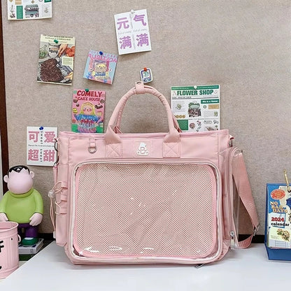 Fashionable Square Female Backpack Transparent Multifunctional Shoulders Bag Large Capacity Daily