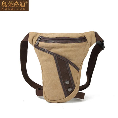 Canvas Men S Waist Bag Retro Durable Leg Bag Single-Shoulder Crossbody Men