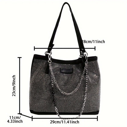 Rhinestone Tote Bag – Glam Crystal Chain Shoulder Bag
