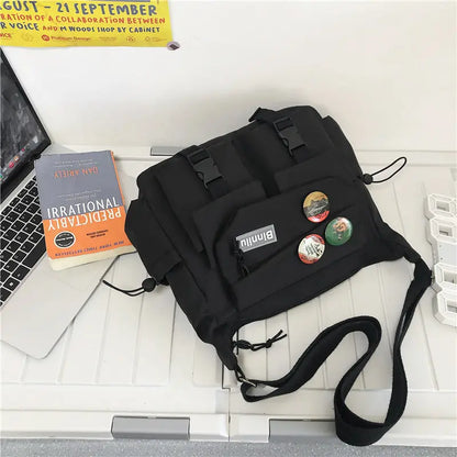 Waterproof Canvas Messenger Bag – Multi-Pocket Crossbody