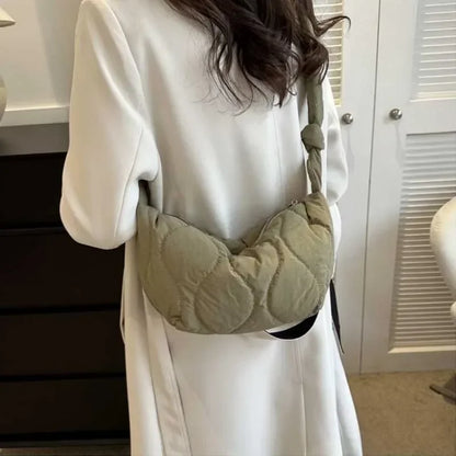 Puffer Shoulder Bag Women Soft Down Cotton Padded Tote Handbag Purse Quilted Cross Body Solid Color