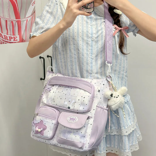 2d Diy Transparent Window Single-Shoulder Bag Ita Lightweight Nylon Fabric School-Style Student