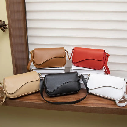 Lightweight Flap Shoulder Bag Vintage-Inspired Faux Leather Crossbody Purse Casual Outings Work