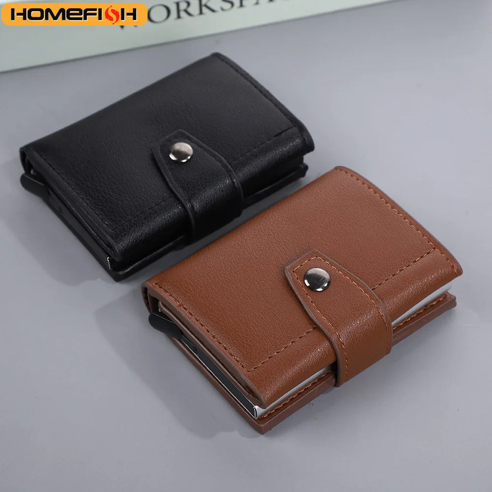 Homefish Rfid Blocking Pu Leather Slim Card Wallet Hasp Closure Mini Credit Holder Men Male Daily