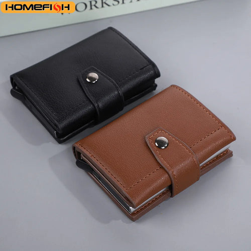 Homefish Rfid Blocking Pu Leather Slim Card Wallet Hasp Closure Mini Credit Holder Men Male Daily