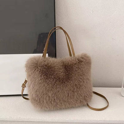 Homefish Faux Fur Tote Bag Women S Bucket Plush Luxury Design Ladies Handbags Soft Winter Crossbody