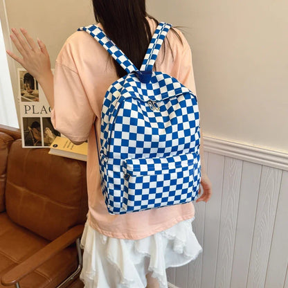 Checkerboard Laptop Backpack Women - Print Crossbody Set Multi Pocket Adjustable Straps Campus