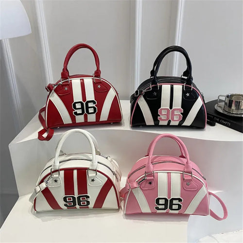 Half Moon Striped Handbag – Retro Varsity Shoulder & Crossbody Bag for Women