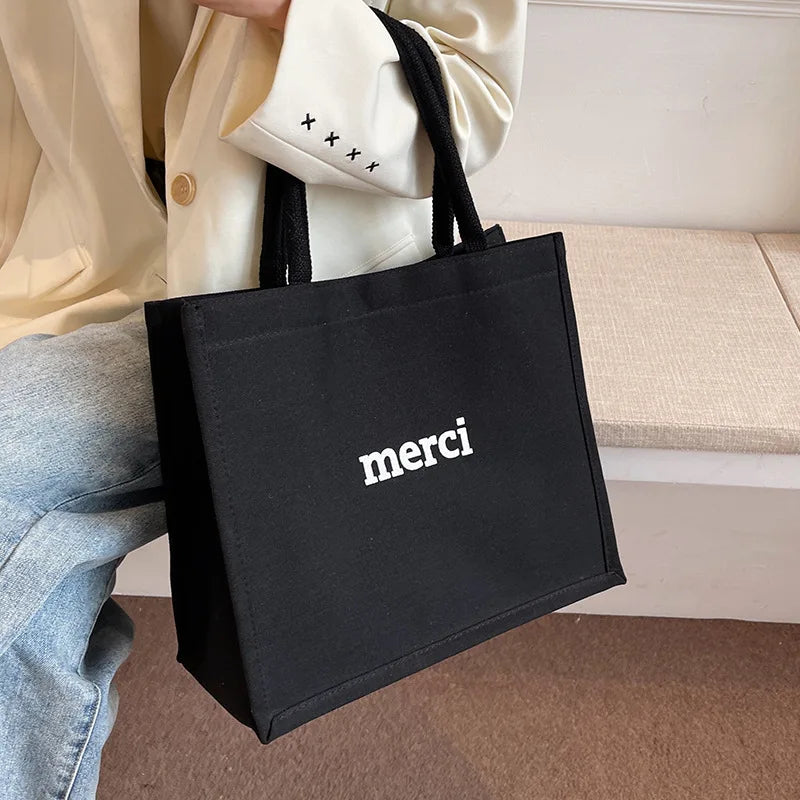 Large Canvas Tote Bag with Double Thick Handles for Women