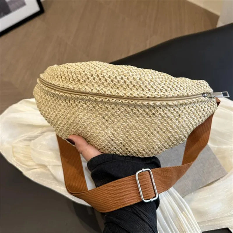 Straw Crossbody Bag for Women – Boho Woven Shoulder Bag with Adjustable Straps