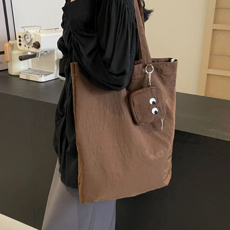 Embroidery Canvas Shoulder Bag with Mini Coin Pouch