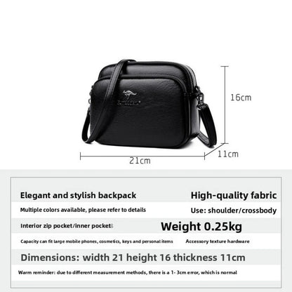 Faux Leather Crossbody Bag for Women – Multi-Zip Shoulder Purse