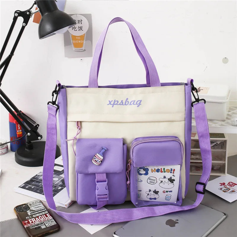 Cute Canvas Tote Bag for Teen Girls – Large School Bag