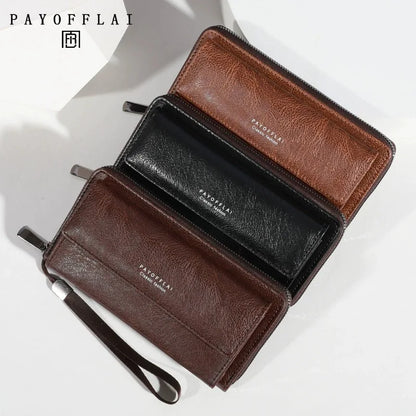 Homefish Men S Pu Zipper Handbag Large Capacity Long Wallet Clutch Bag Phone Multi Card Holder Coin