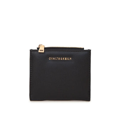 Women's Short PU Leather Wallet with Card Holder & Zipper