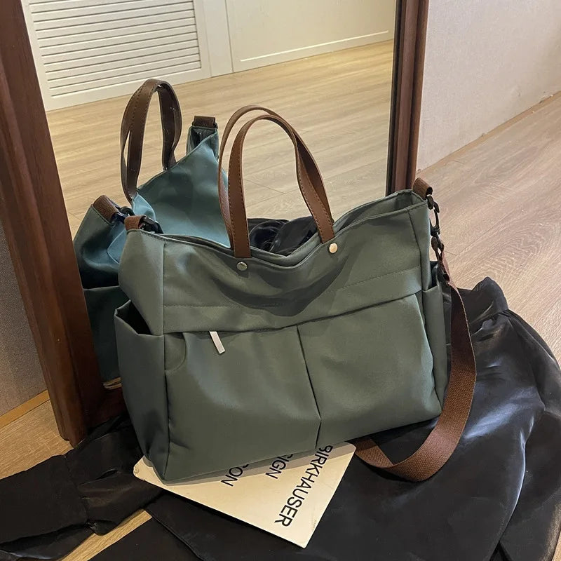 Homefish Stylish Nylon Women S Tote Bag Shoulder Handbag Large Capacity Two Pockets Commuting