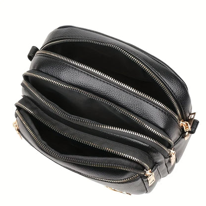 Multi-Layer Crossbody Bag for Women – Leather Shoulder Purse