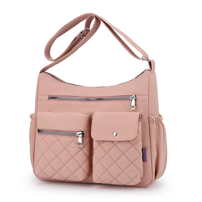 Quilted Shoulder Bag for Women – Multi-Pocket Crossbody Tote Purse