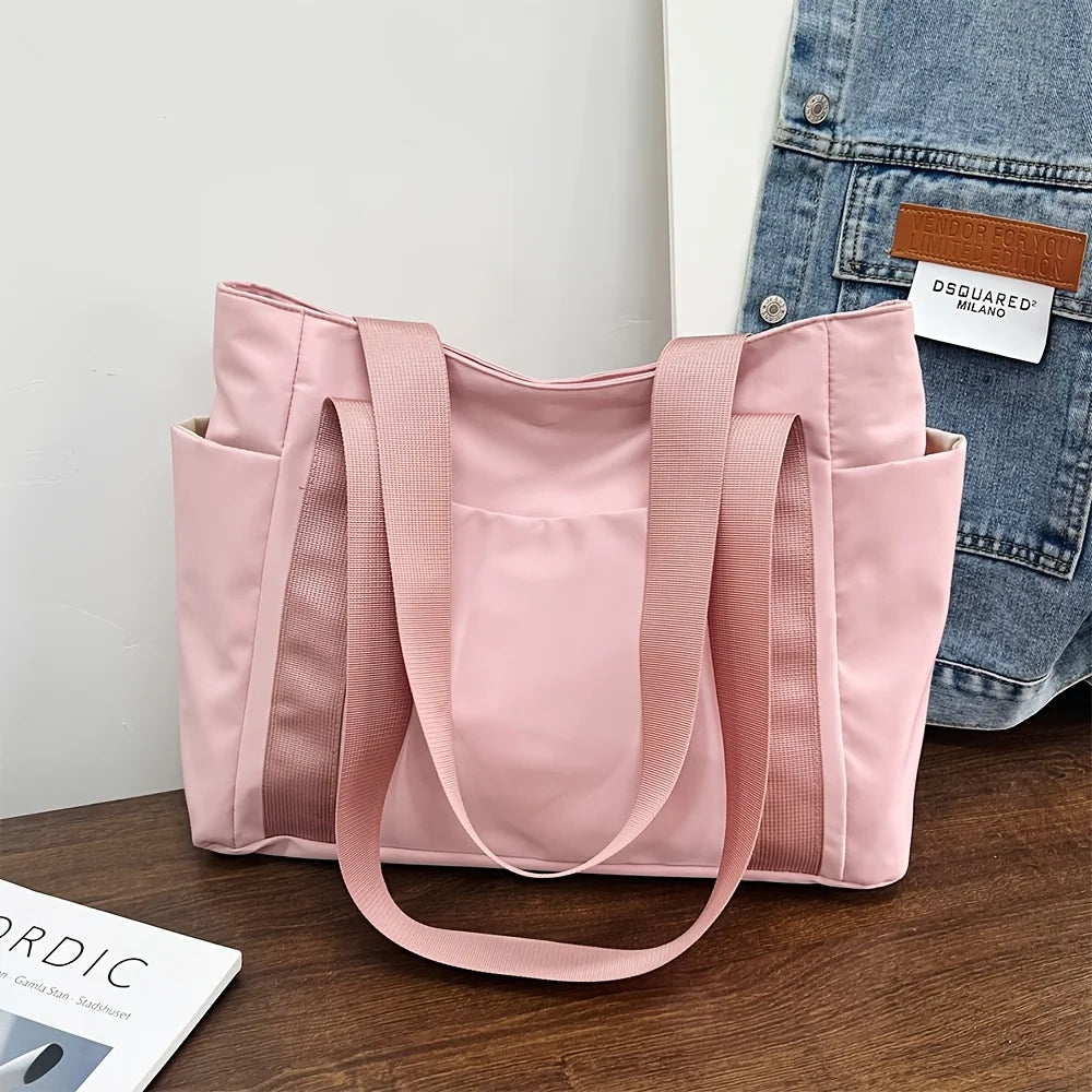 Chic Large Capacity Tote Bag Women Lightweight Durable Oxford Fabric Handbag Shoulder Bag