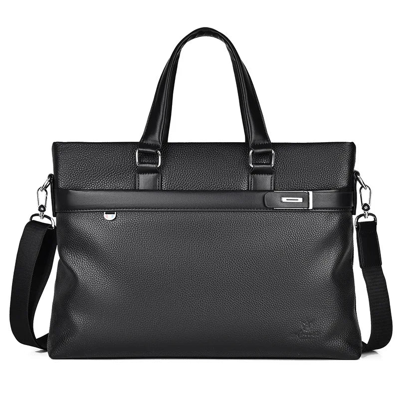Genuine Leather Portable Large-Capacity File Storage Computer Crossbody Bag