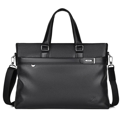 Genuine Leather Portable Large-Capacity File Storage Computer Crossbody Bag