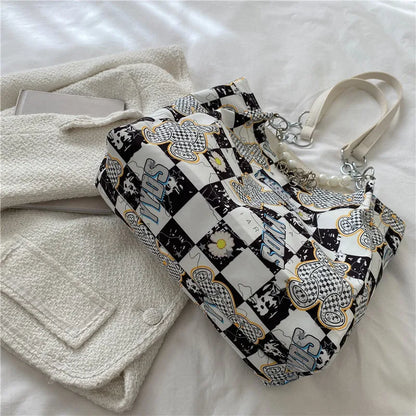 Cartoon Bear Tote Bag – Large Capacity Shoulder Handbag for Women