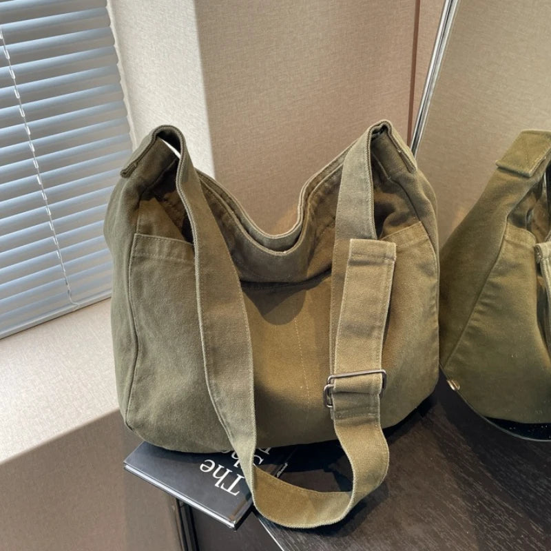Canvas Crossbody Hobo Bag – Large Capacity Casual Shoulder Bag