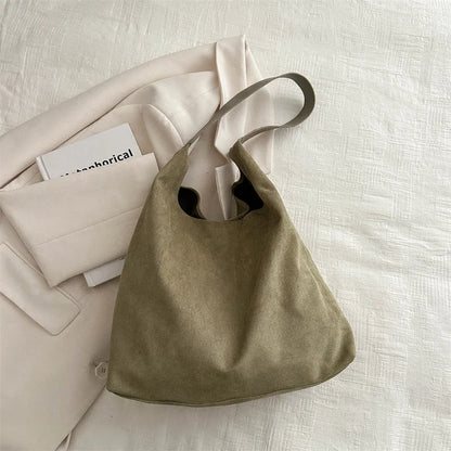 Faux Suede Women S Bag Simple Large Capacity Korean Version Trendy Casual Shoulder Armpit Bag Pure