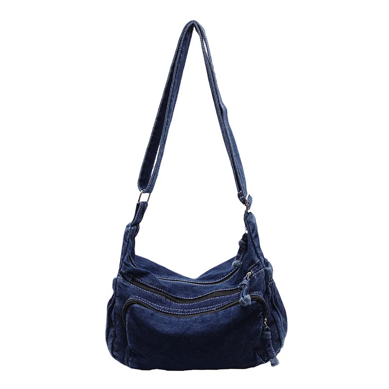 Denim Women S Large-Capacity Casual Crossbody Bag Student Commuting Tote Bag Crossbody
