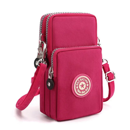 Nylon Shoulder Crossbody Phone Bag Women Sports Running Multi Layer Zipper Pouch Armband Bag