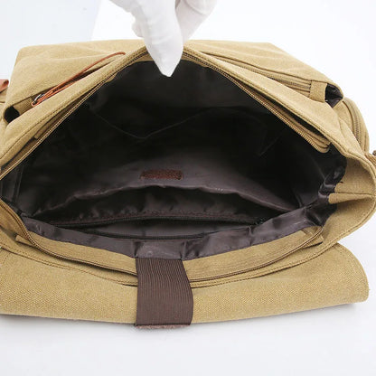 Canvas Men S Multi-Layer Shoulder Bag Business Leisure Handheld Cross-Body Documents Computer