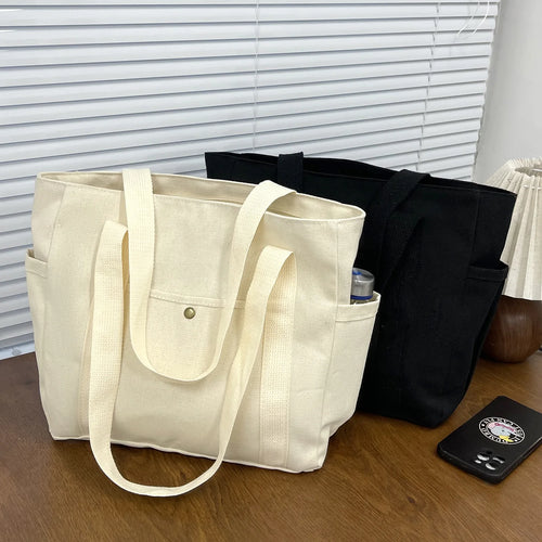 Canvas Tote Bag – Large Capacity College & Work Commute Bag