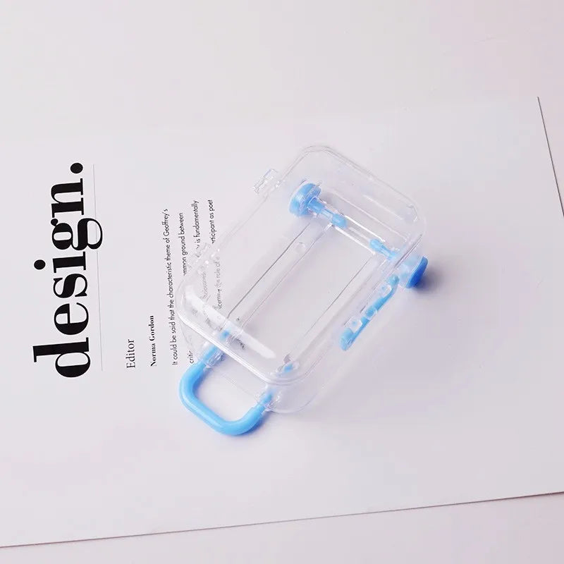 Mini Clear Trolley Jewelry Storage Box with Rolling Wheels