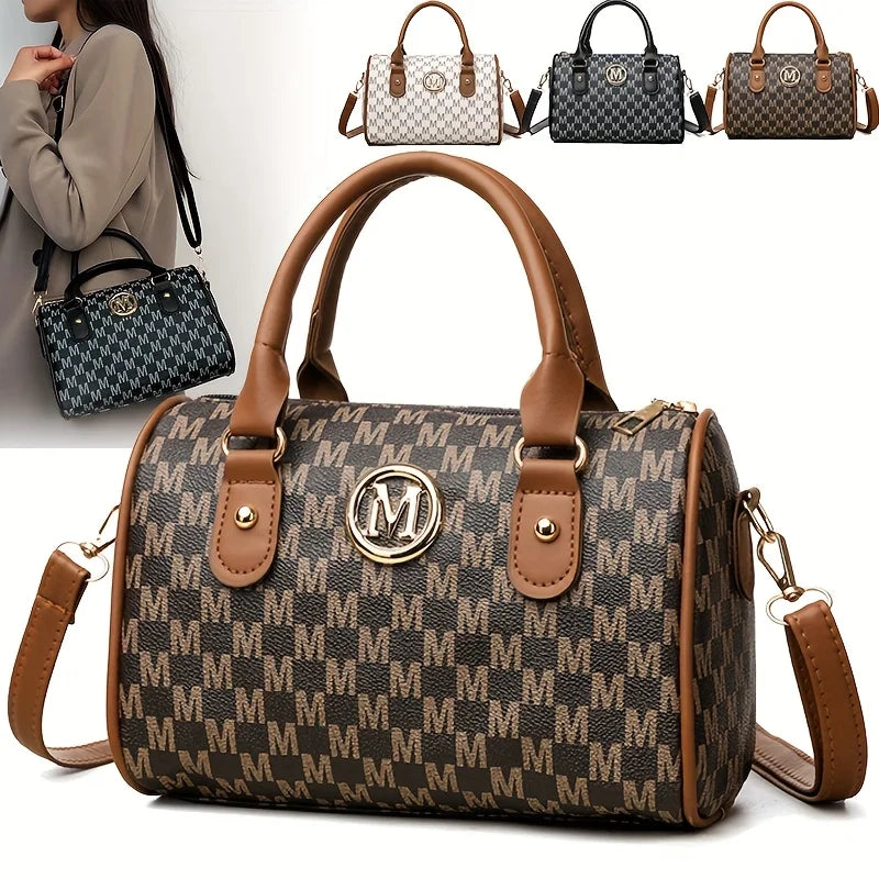Mini M Logo Crossbody Bag for Women – Faux Leather Monogram Handbag