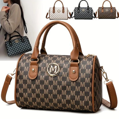 Mini M Logo Crossbody Bag for Women – Faux Leather Monogram Handbag