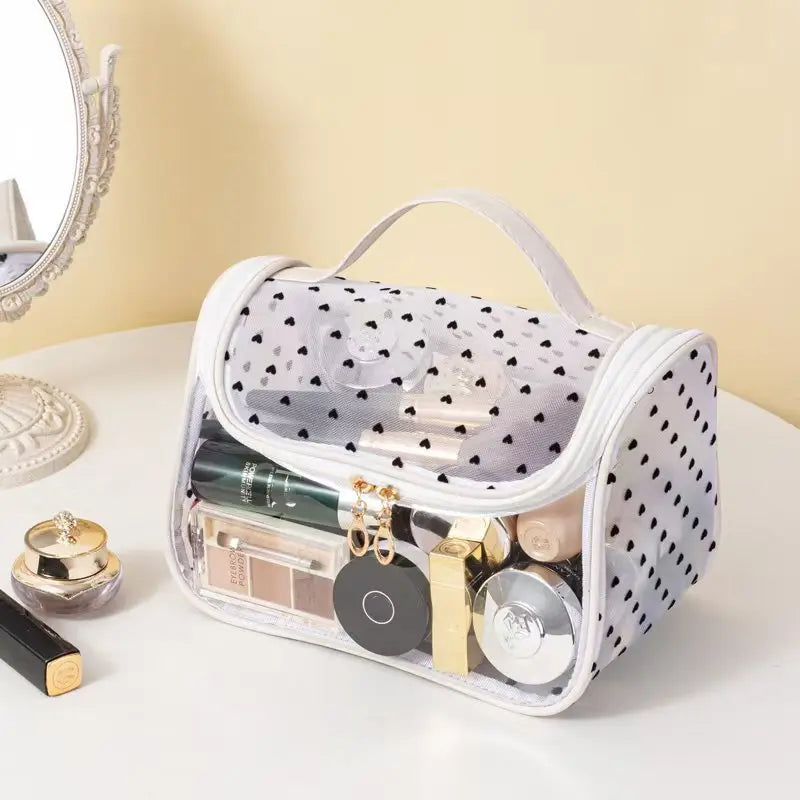 Clear Makeup Bag with Top Handle – Waterproof Travel Toiletry Organizer