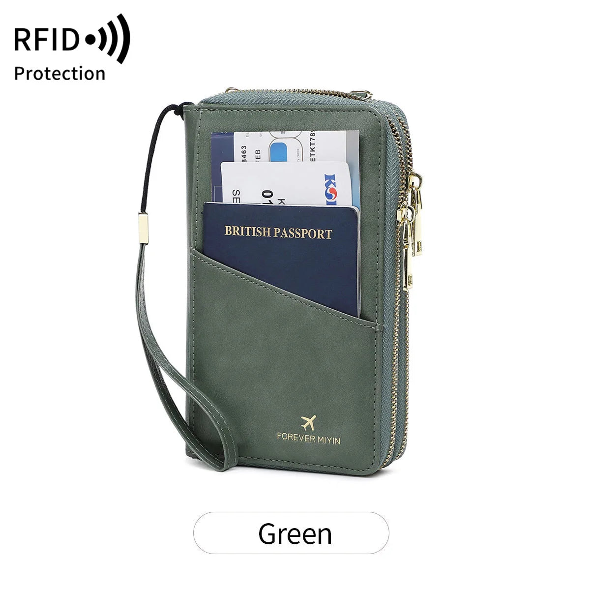 Rfid Security Brush Passport Multi-Function Storage Documents Air Tickets Travel Long Double Zipper