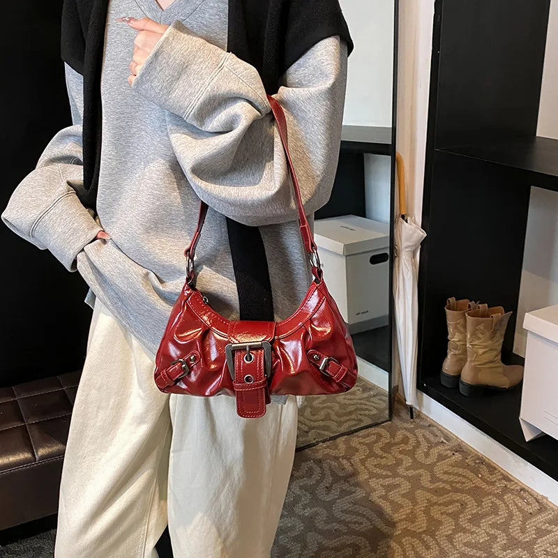 Spring Selling Maillard Style Retro Small Bag Spicy Girl Y2k Wasteland Vintage Leather Shoulder