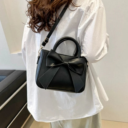 Elegant Bow Handbag Shoulder Crossbody Bag Golden Hardware Detachable Horizontal Strap Stylish Daily
