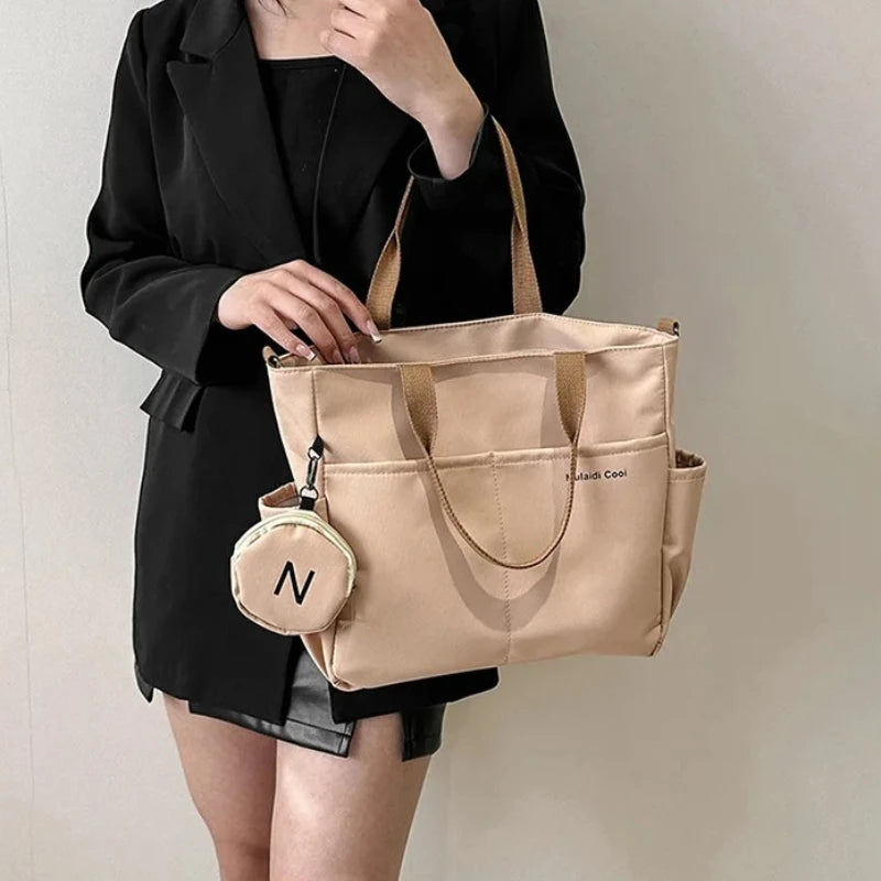 Stylish Large Capacity Tote Crossbody Bag Minimalist Shoulder Bag Small Detachable Coin Purse